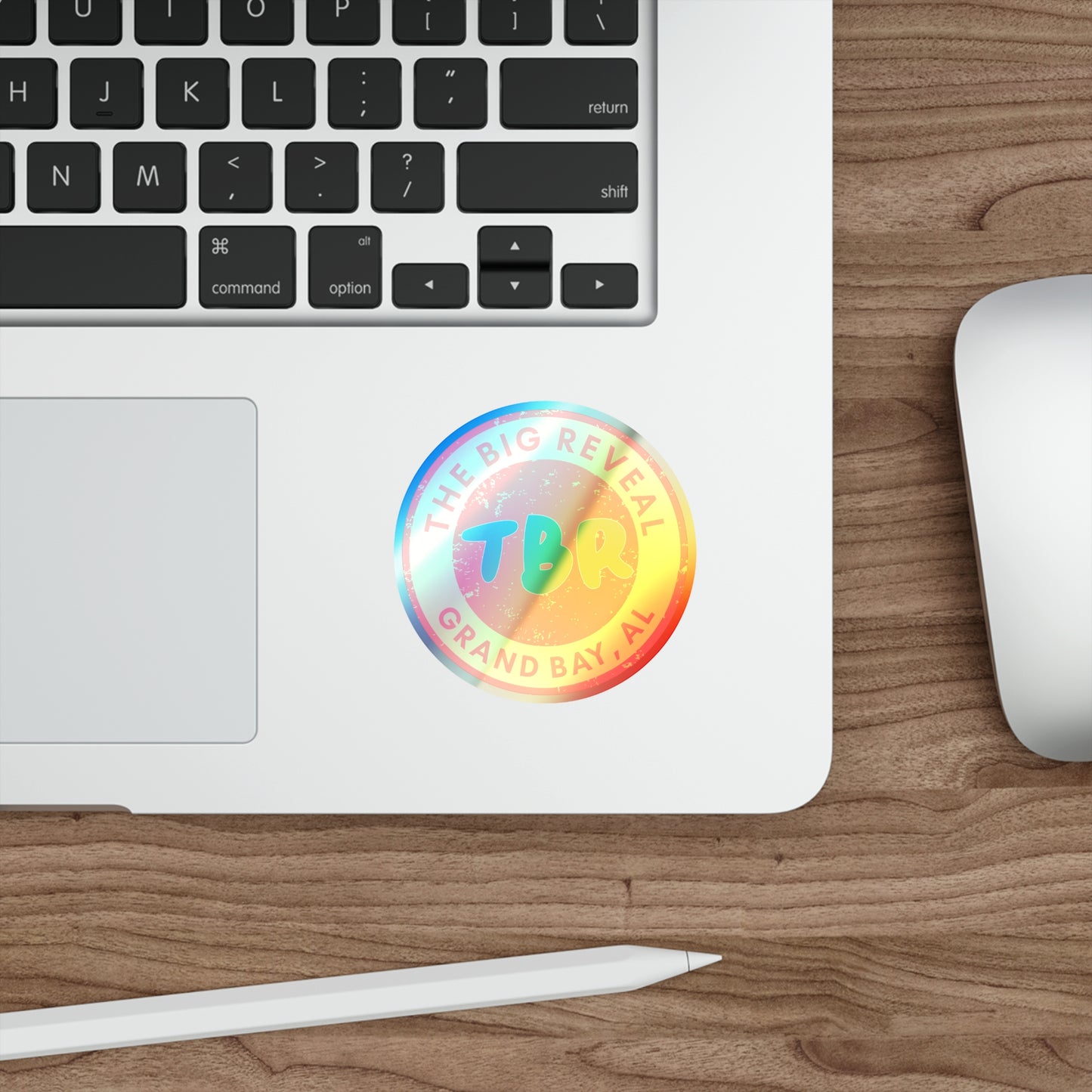 The Big Reveal Holographic Circle Logo Sticker