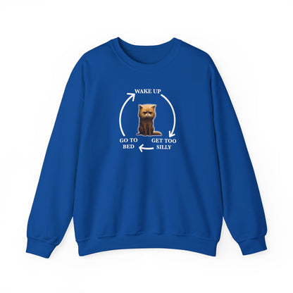 Wake up, get too silly, go to bed crewneck