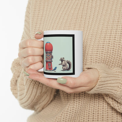 Raccoon and Bird Mug